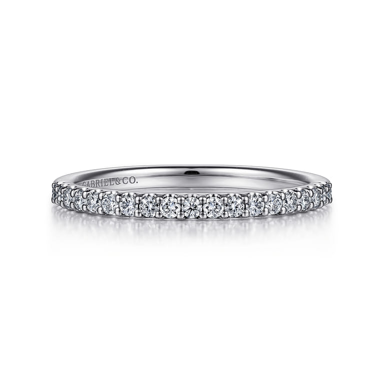 Straight Wedding Ring in 14k White Gold with Round Natural Diamond at Gabriel & Co. - Shot 1