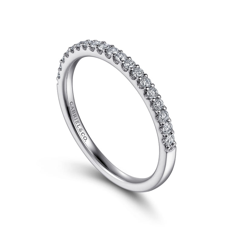 Straight Wedding Ring in 14k White Gold with Round Natural Diamond at Gabriel & Co. - Shot 3