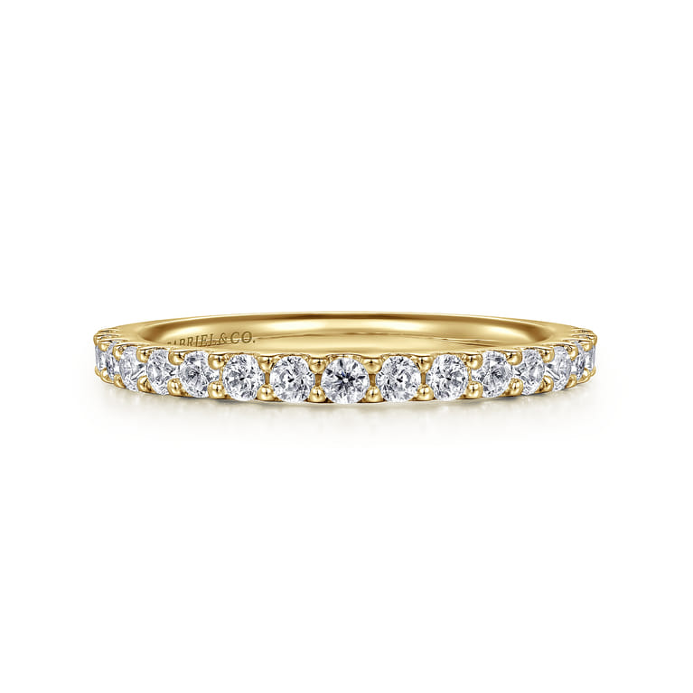 Straight Wedding Ring in 14k Yellow Gold with Round Natural Diamond at Gabriel & Co. - Shot 1