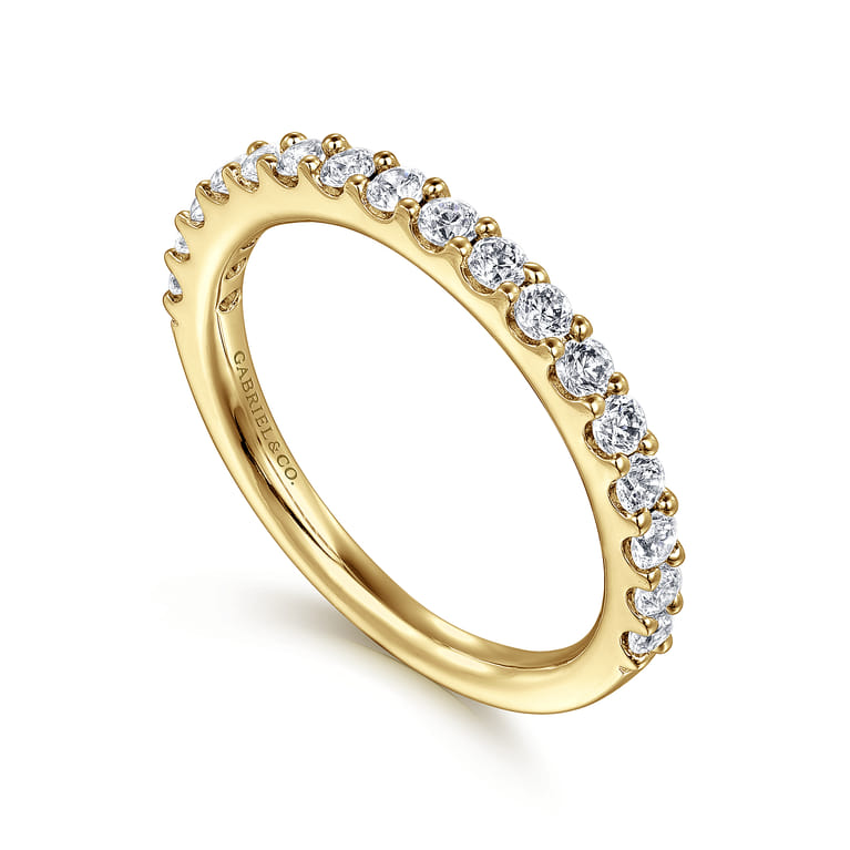 Straight Wedding Ring in 14k Yellow Gold with Round Natural Diamond at Gabriel & Co. - Shot 3