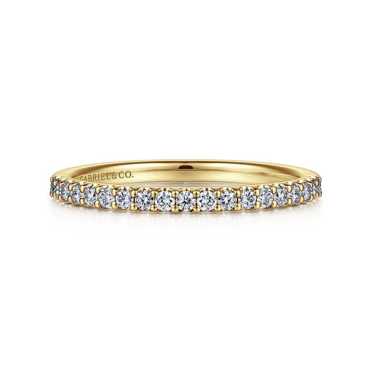 Straight Wedding Ring in 14k Yellow Gold with Round Natural Diamond at Gabriel & Co. - Shot 1