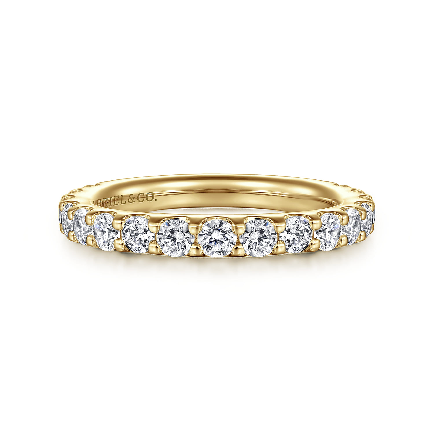 Straight Wedding Ring in 14k Yellow Gold with Round Natural Diamond at Gabriel & Co. - Shot 1
