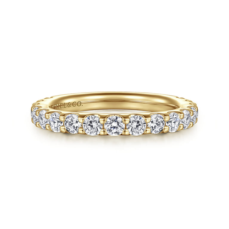 Straight Wedding Ring in 14k Yellow Gold with Round Natural Diamond at Gabriel & Co. - Shot 1