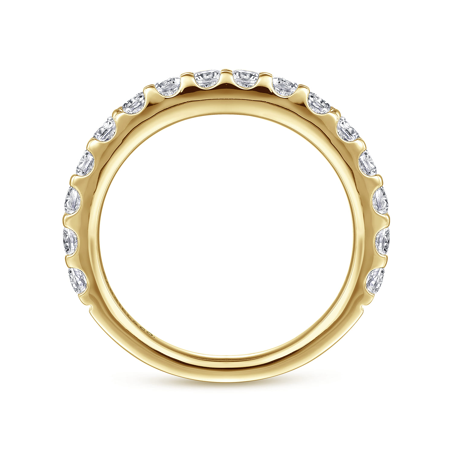 Straight Wedding Ring in 14k Yellow Gold with Round Natural Diamond at Gabriel & Co. - Shot 2