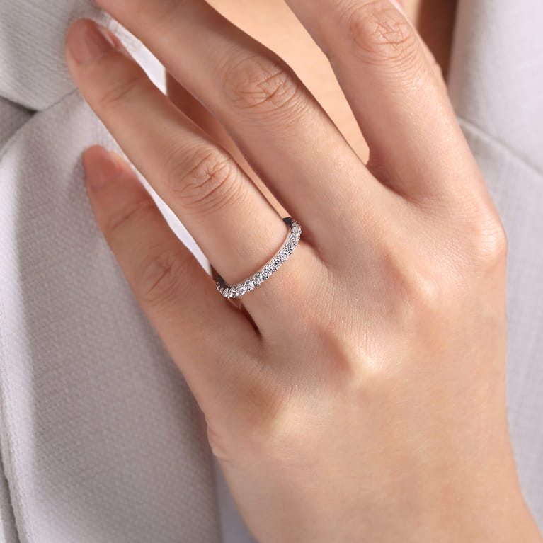 Straight Wedding Ring in 14k White Gold with Round Natural Diamond at Gabriel & Co. - Shot 5