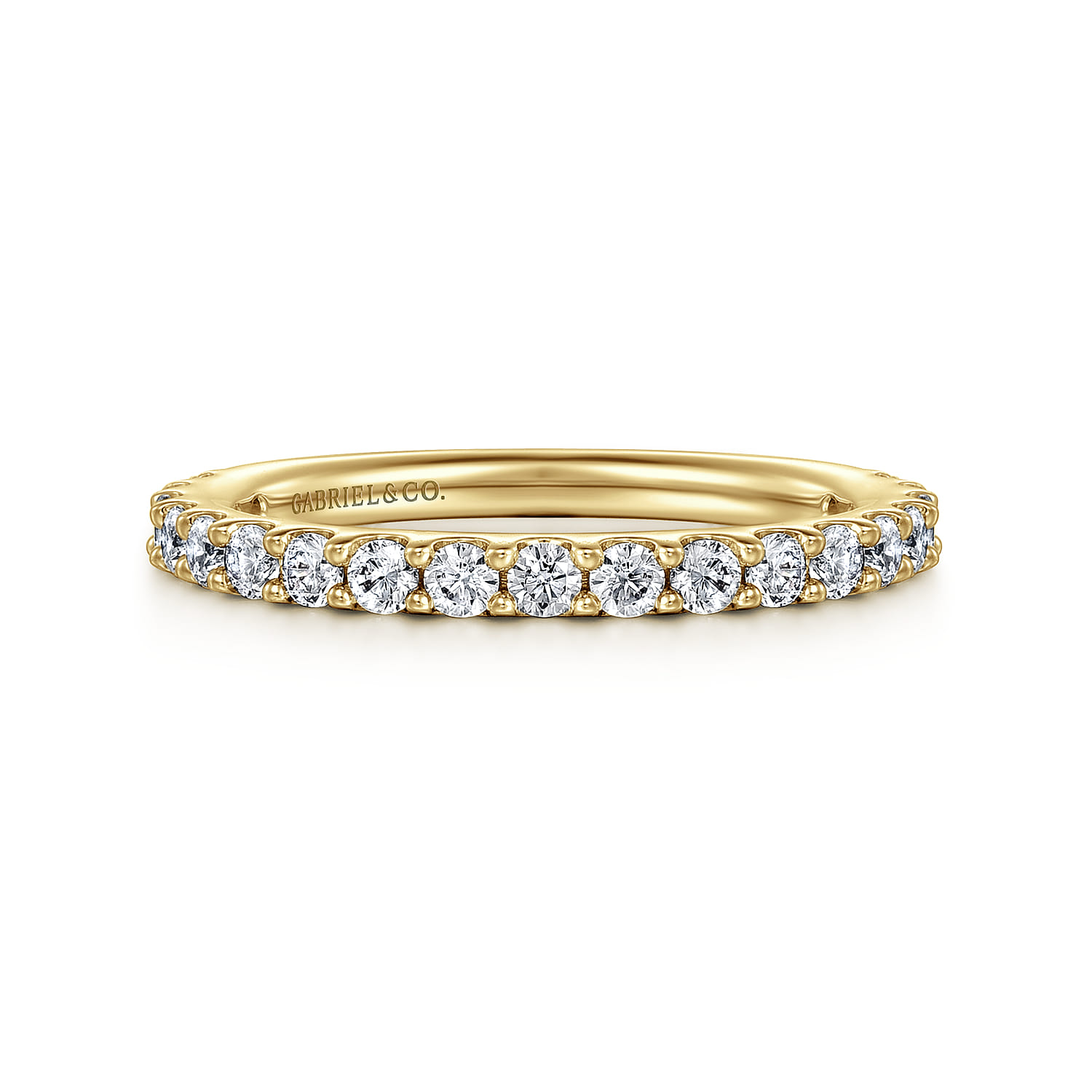 Straight Wedding Ring in 14k Yellow Gold with Round Natural Diamond at Gabriel & Co. - Shot 1