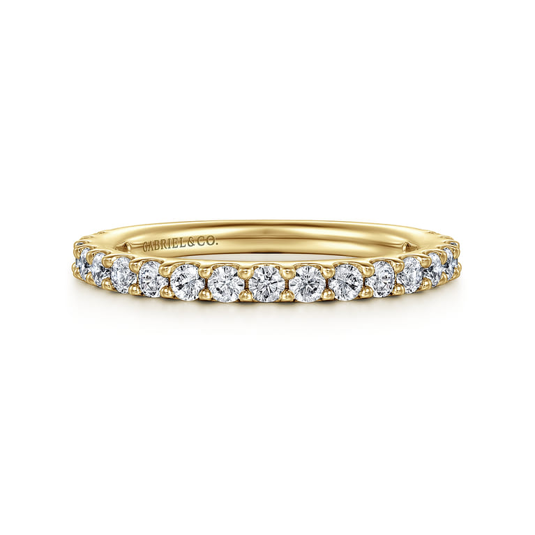 Straight Wedding Ring in 14k Yellow Gold with Round Natural Diamond at Gabriel & Co. - Shot 1