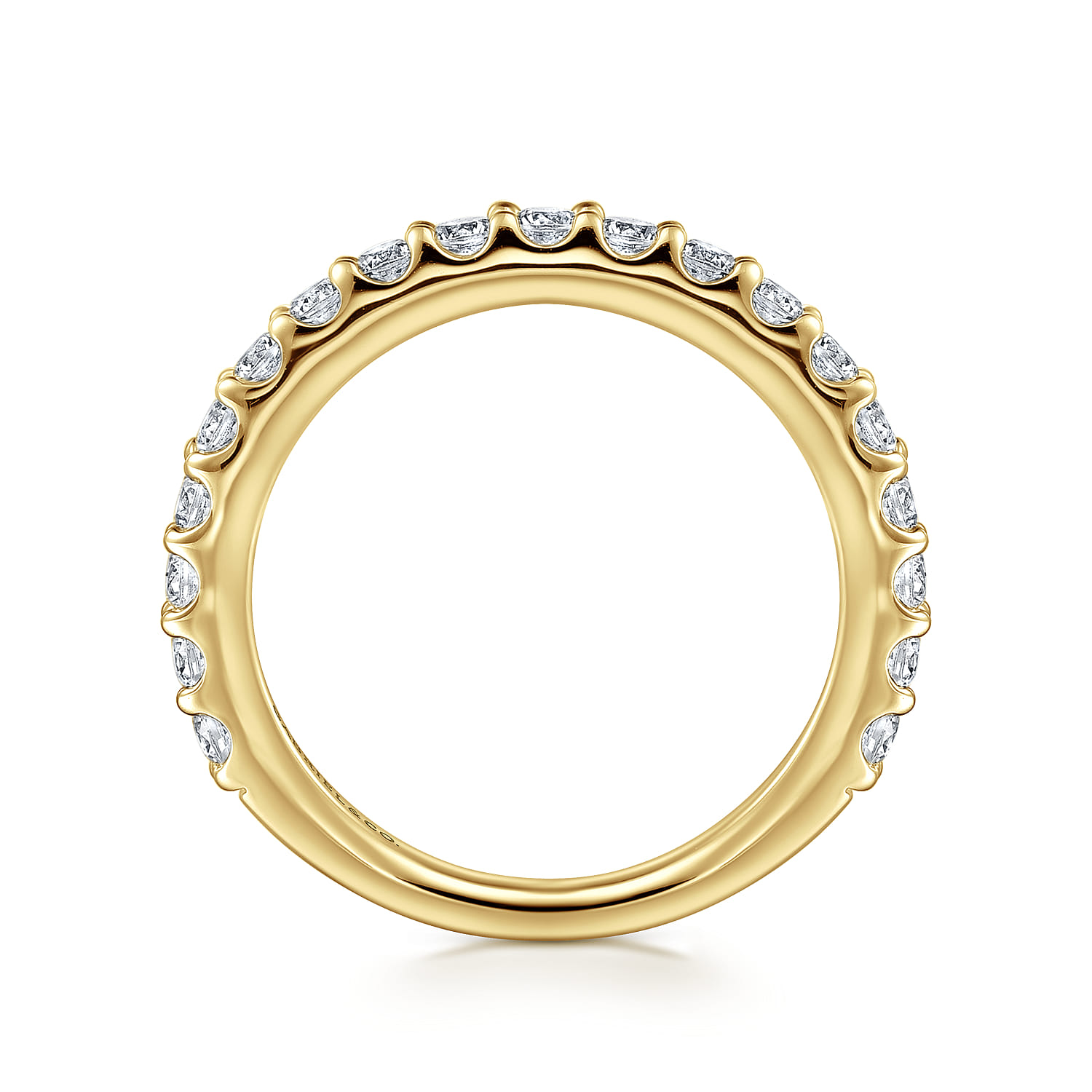 Straight Wedding Ring in 14k Yellow Gold with Round Natural Diamond at Gabriel & Co. - Shot 2