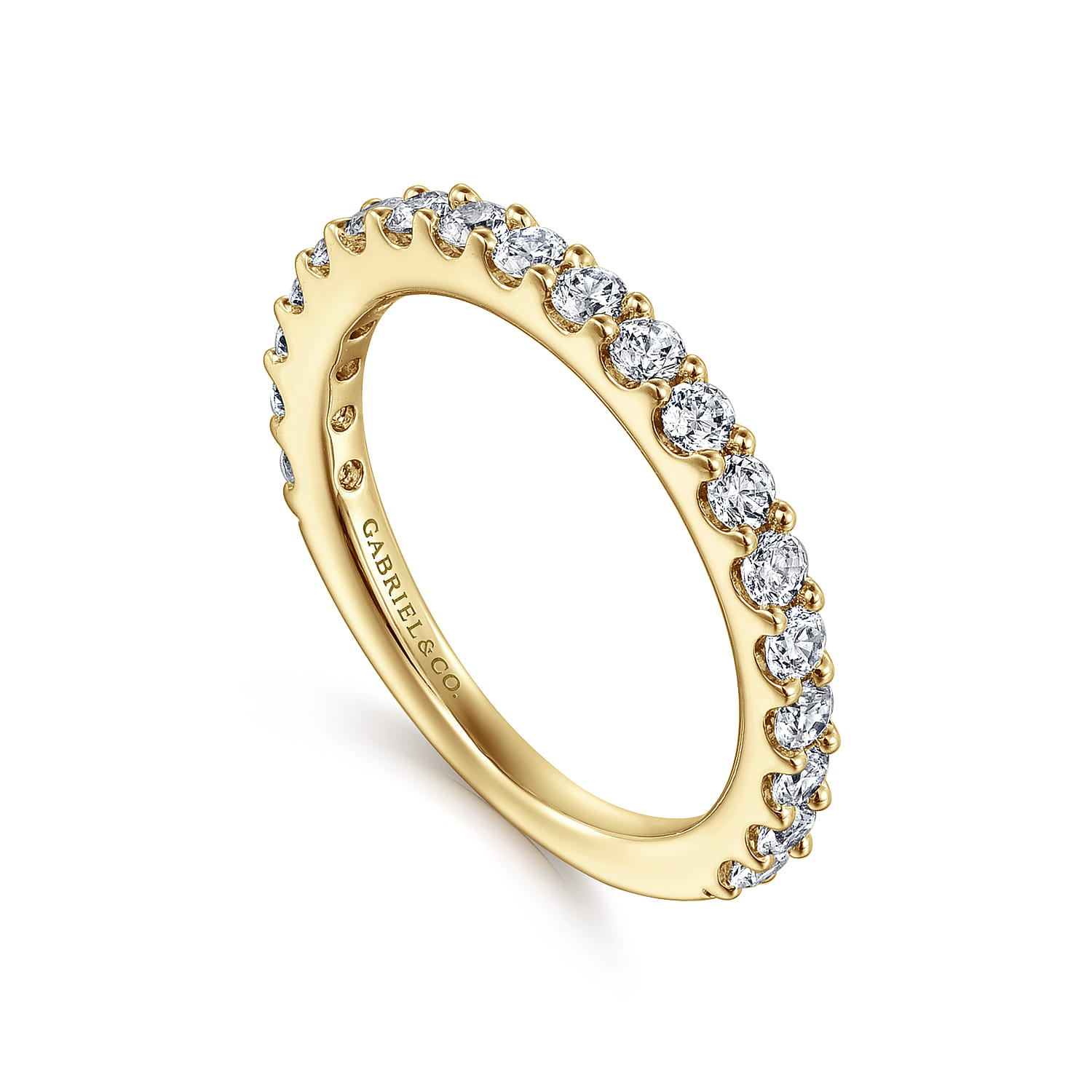 Straight Wedding Ring in 14k Yellow Gold with Round Natural Diamond at Gabriel & Co. - Shot 3