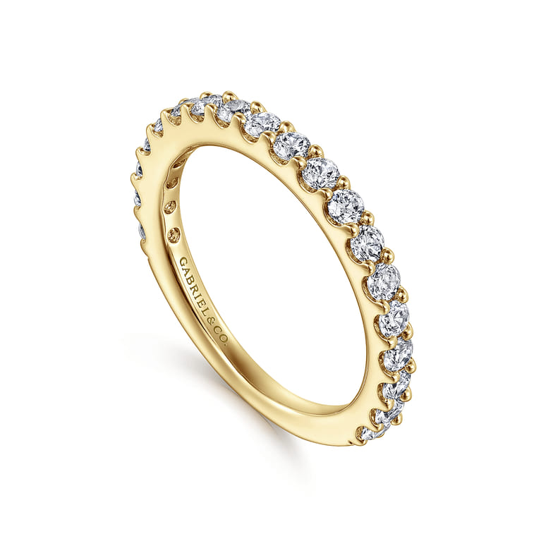 Straight Wedding Ring in 14k Yellow Gold with Round Natural Diamond at Gabriel & Co. - Shot 3