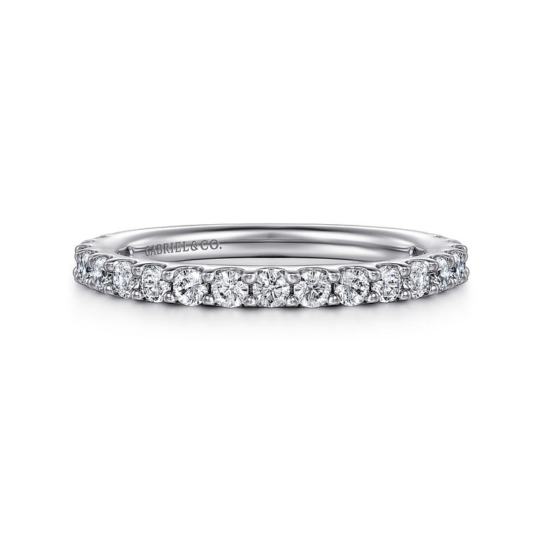 Straight Wedding Ring in Platinum with Round Natural Diamond at Gabriel & Co. - Shot 1