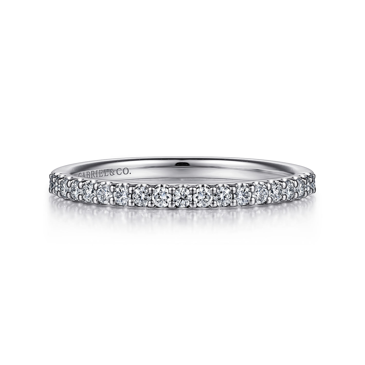 Straight Wedding Ring in Platinum with Round Natural Diamond at Gabriel & Co. - Shot 1