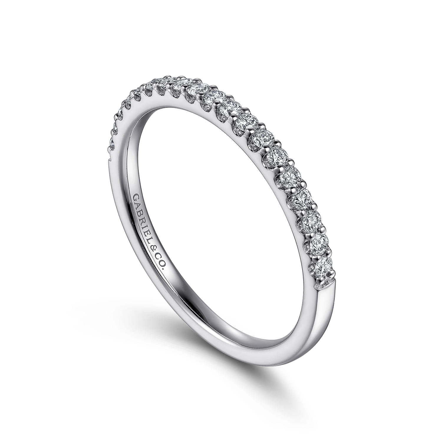 Straight Wedding Ring in Platinum with Round Natural Diamond at Gabriel & Co. - Shot 3