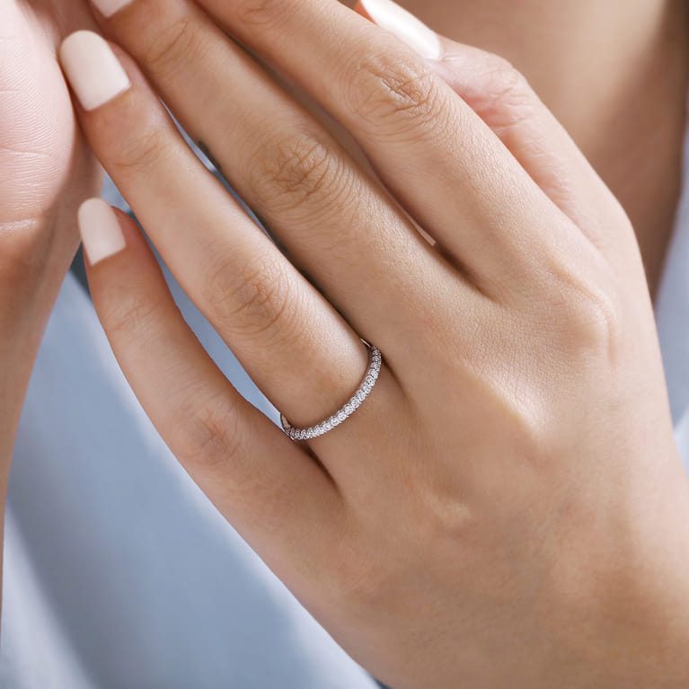 Straight Wedding Ring in Platinum with Round Natural Diamond at Gabriel & Co. - Shot 5