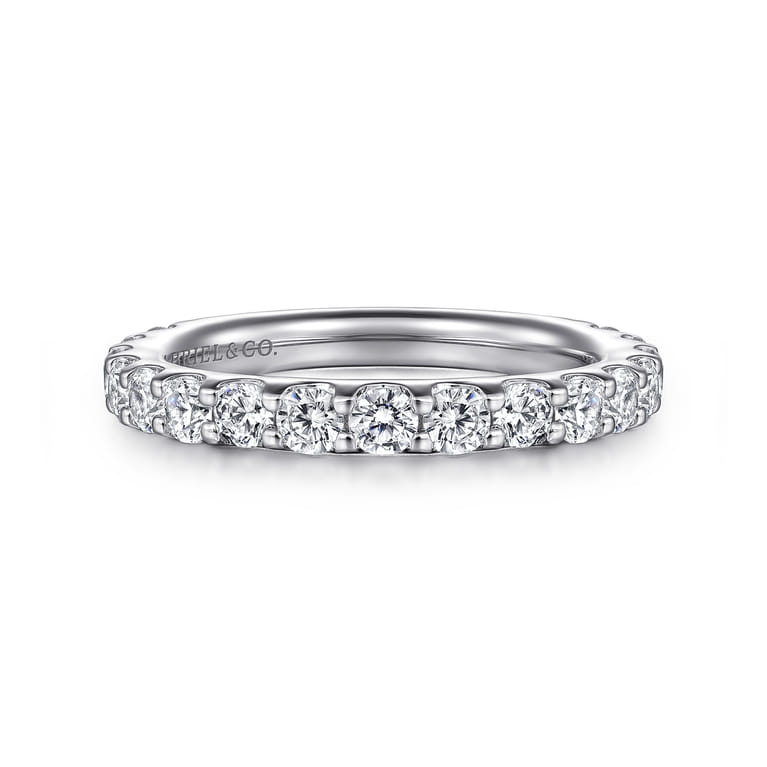 Straight Wedding Ring in Platinum with Round Natural Diamond at Gabriel & Co. - Shot 1