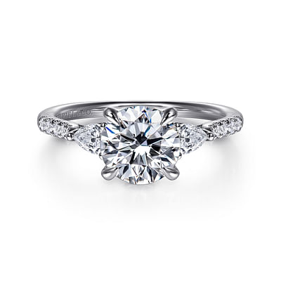 Monty - 14K White Gold Round Three Stone Diamond Engagement Ring