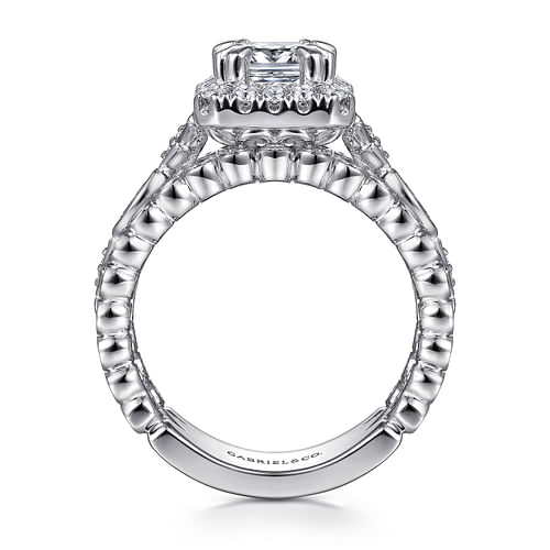 Moore - 14K White Gold Halo Emerald Cut Diamond Engagement Ring - 1.18 ct - Shot 2