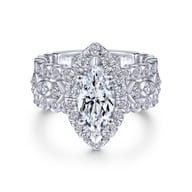 Moore - 14K White Gold Marquise Halo Diamond Engagement Ring