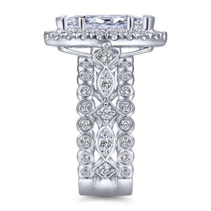Moore - 14K White Gold Marquise Halo Diamond Engagement Ring
