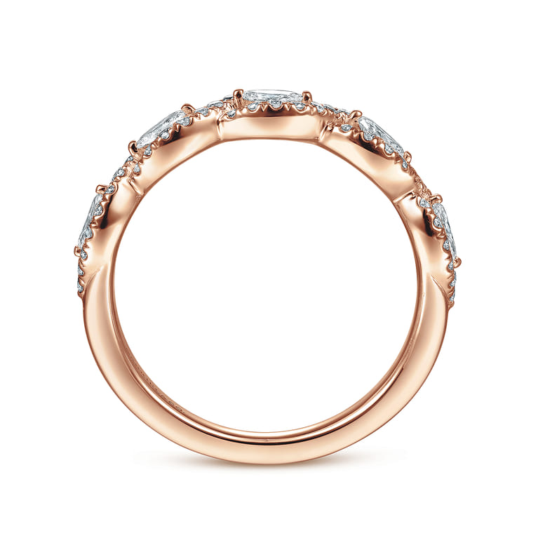 Fancy Wedding Ring in 14k Rose Gold with Marquise Natural Diamond at Gabriel & Co. - Shot 2