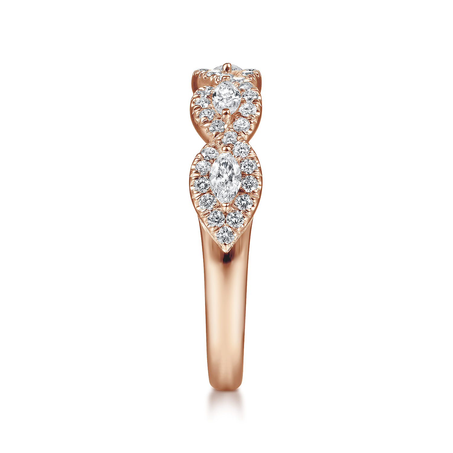 Fancy Wedding Ring in 14k Rose Gold with Marquise Natural Diamond at Gabriel & Co. - Shot 4