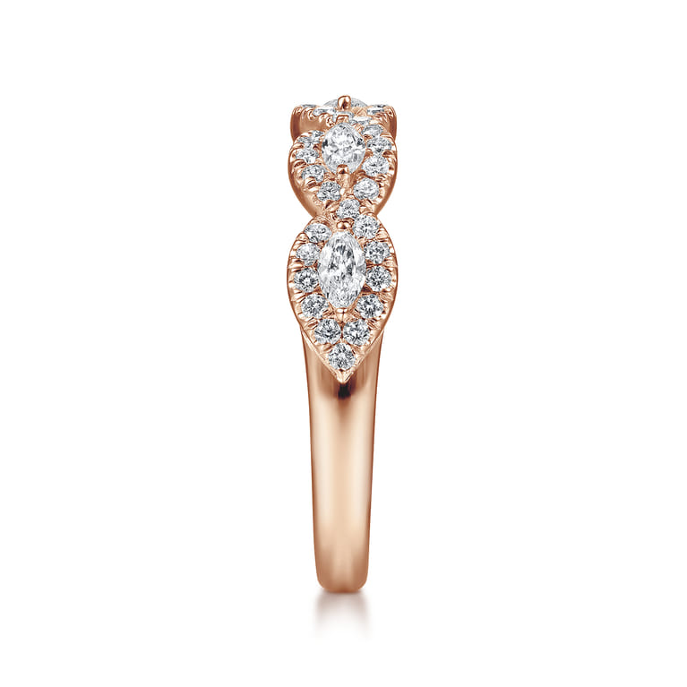 Fancy Wedding Ring in 14k Rose Gold with Marquise Natural Diamond at Gabriel & Co. - Shot 4