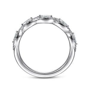 Moorea - 14K White Gold Round and Marquise Halo Station Diamond Anniversary Band