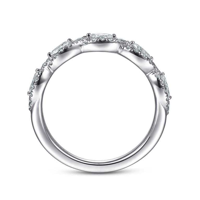 Fancy Wedding Ring in 14k White Gold with Marquise Natural Diamond at Gabriel & Co. - Shot 2