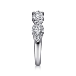 Moorea - 14K White Gold Round and Marquise Halo Station Diamond Anniversary Band