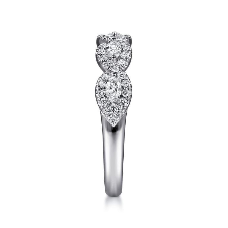 Fancy Wedding Ring in 14k White Gold with Marquise Natural Diamond at Gabriel & Co. - Shot 4