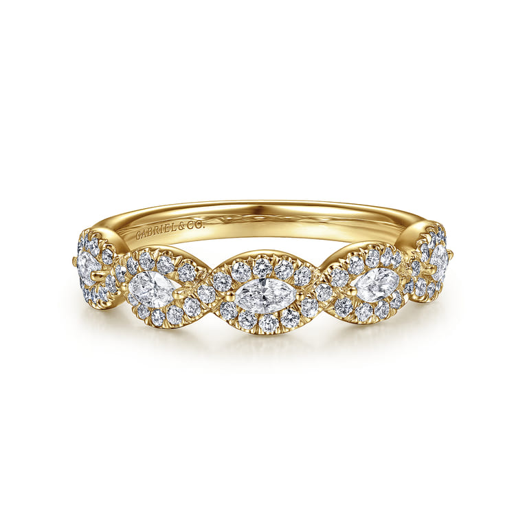 Fancy Wedding Ring in 14k Yellow Gold with Marquise Natural Diamond at Gabriel & Co. - Shot 1