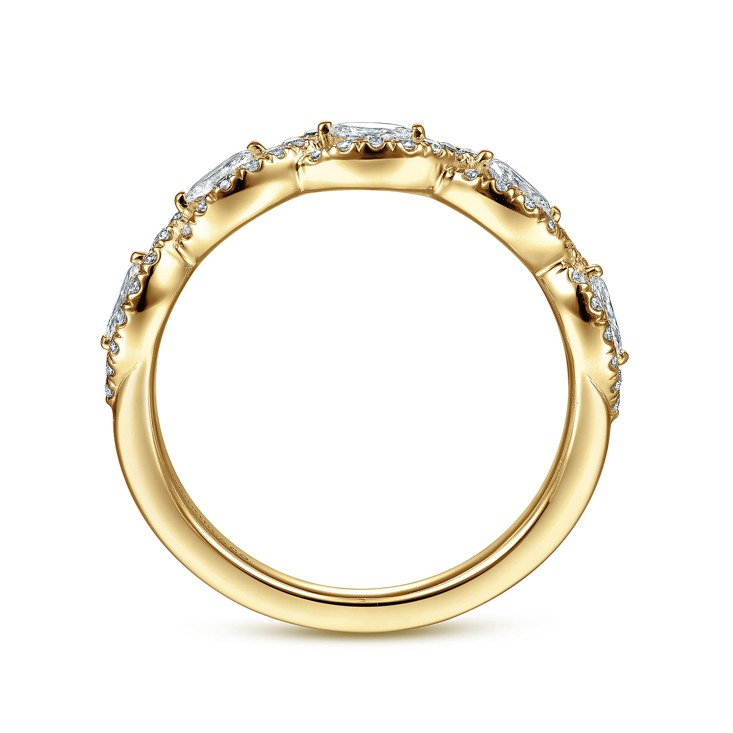 Fancy Wedding Ring in 14k Yellow Gold with Marquise Natural Diamond at Gabriel & Co. - Shot 2