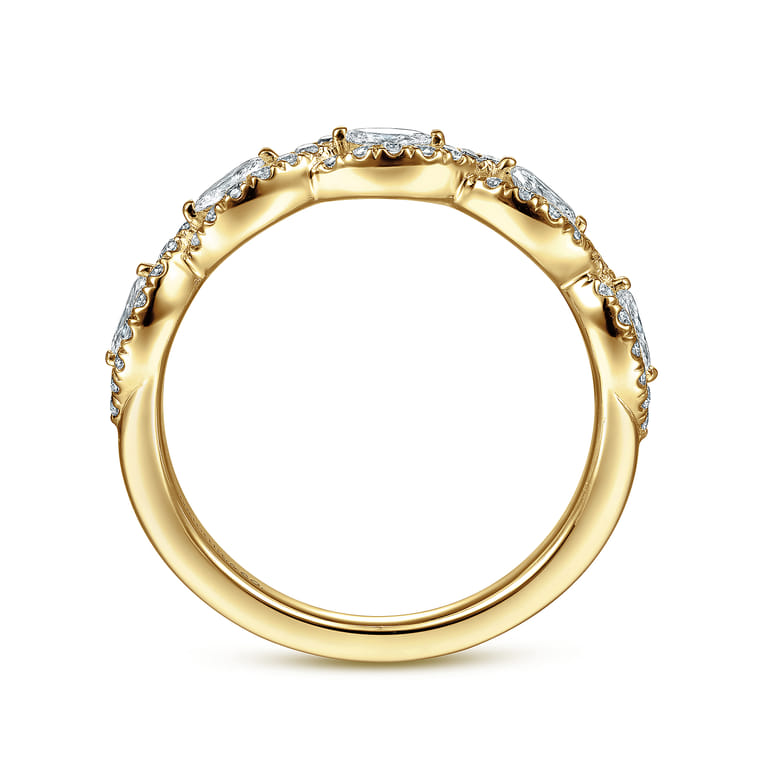 Fancy Wedding Ring in 14k Yellow Gold with Marquise Natural Diamond at Gabriel & Co. - Shot 2