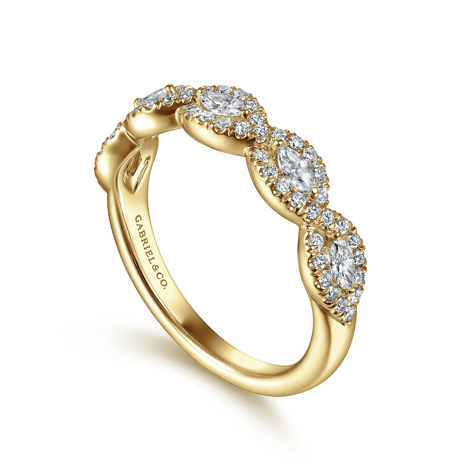 Fancy Wedding Ring in 14k Yellow Gold with Marquise Natural Diamond at Gabriel & Co. - Shot 3
