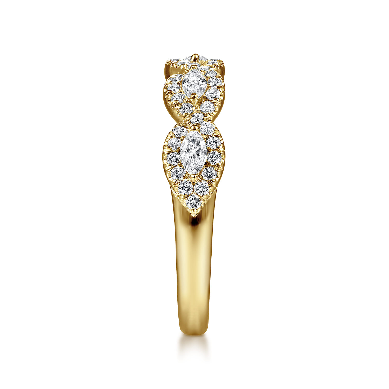 Fancy Wedding Ring in 14k Yellow Gold with Marquise Natural Diamond at Gabriel & Co. - Shot 4