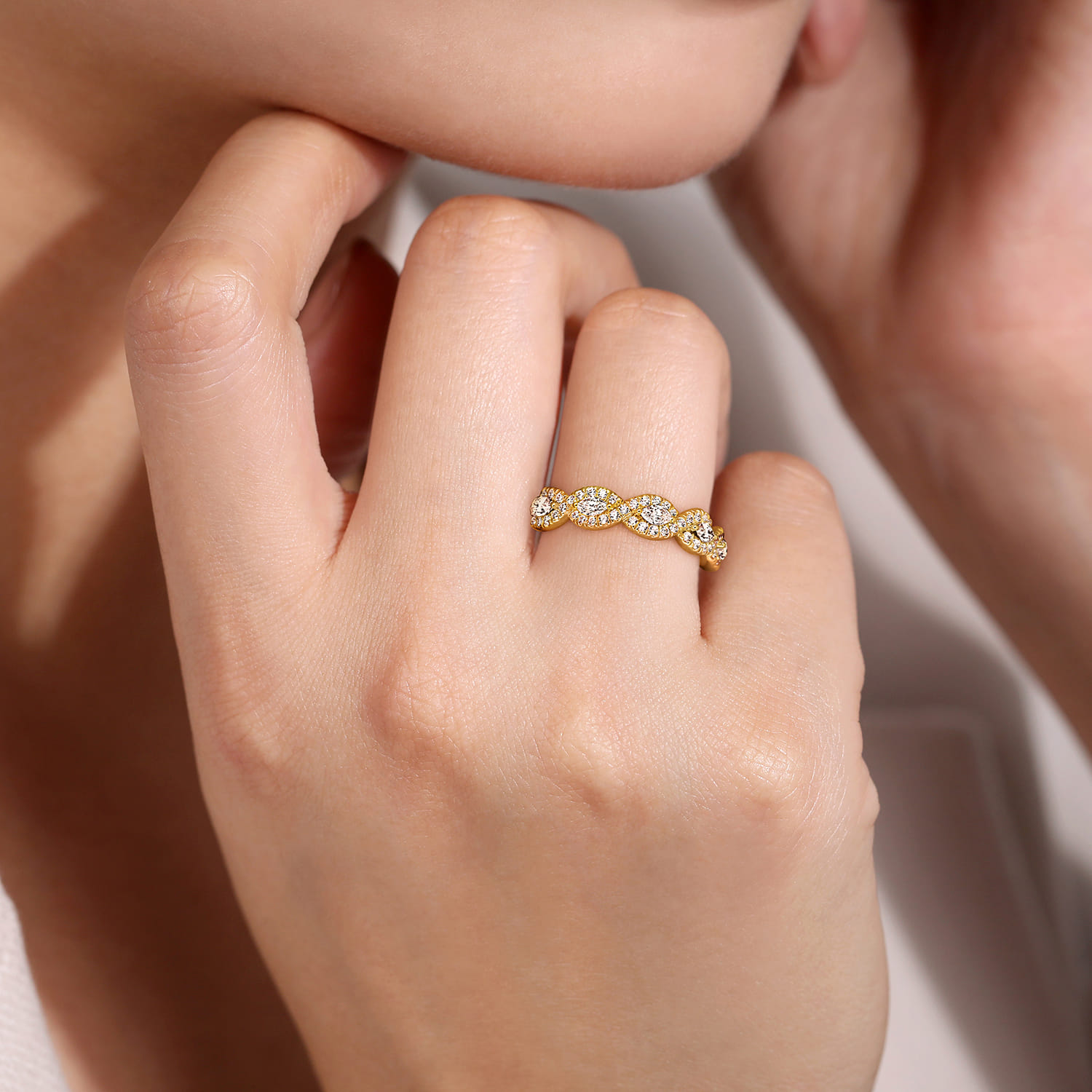 Fancy Wedding Ring in 14k Yellow Gold with Marquise Natural Diamond at Gabriel & Co. - Shot 5