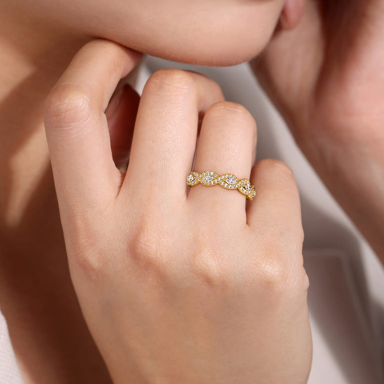 Fancy Wedding Ring in 14k Yellow Gold with Marquise Natural Diamond at Gabriel & Co. - Shot 5