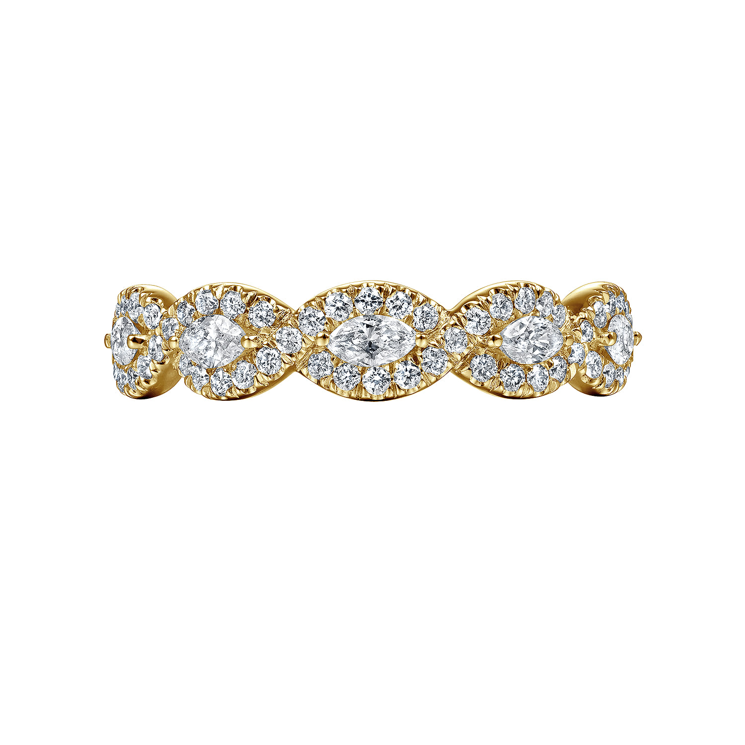 Fancy Wedding Ring in 14k Yellow Gold with Marquise Natural Diamond at Gabriel & Co. - Shot 6