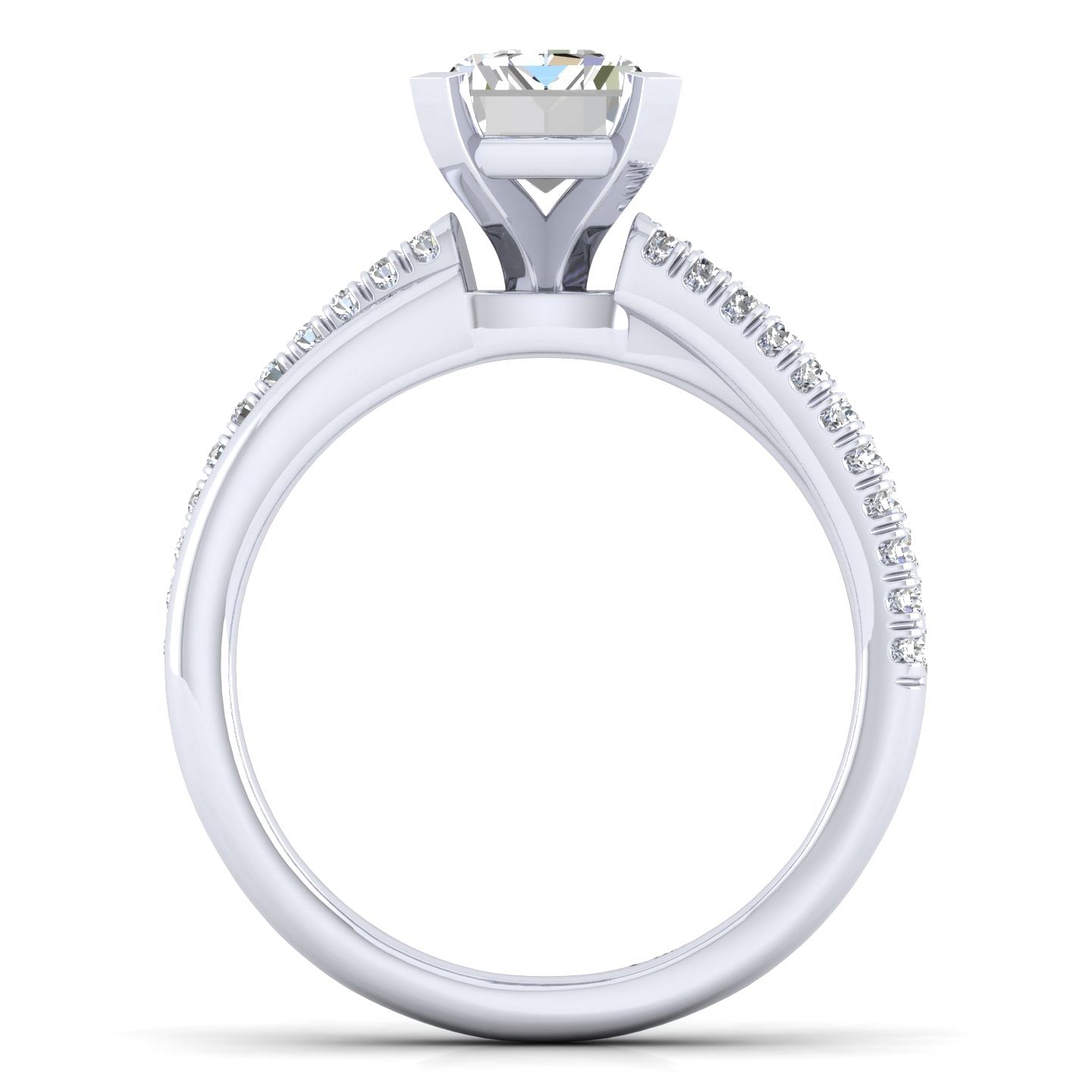 Morgan - 14K White Gold Emerald Cut Diamond Engagement Ring - 0.18 ct - Shot 2