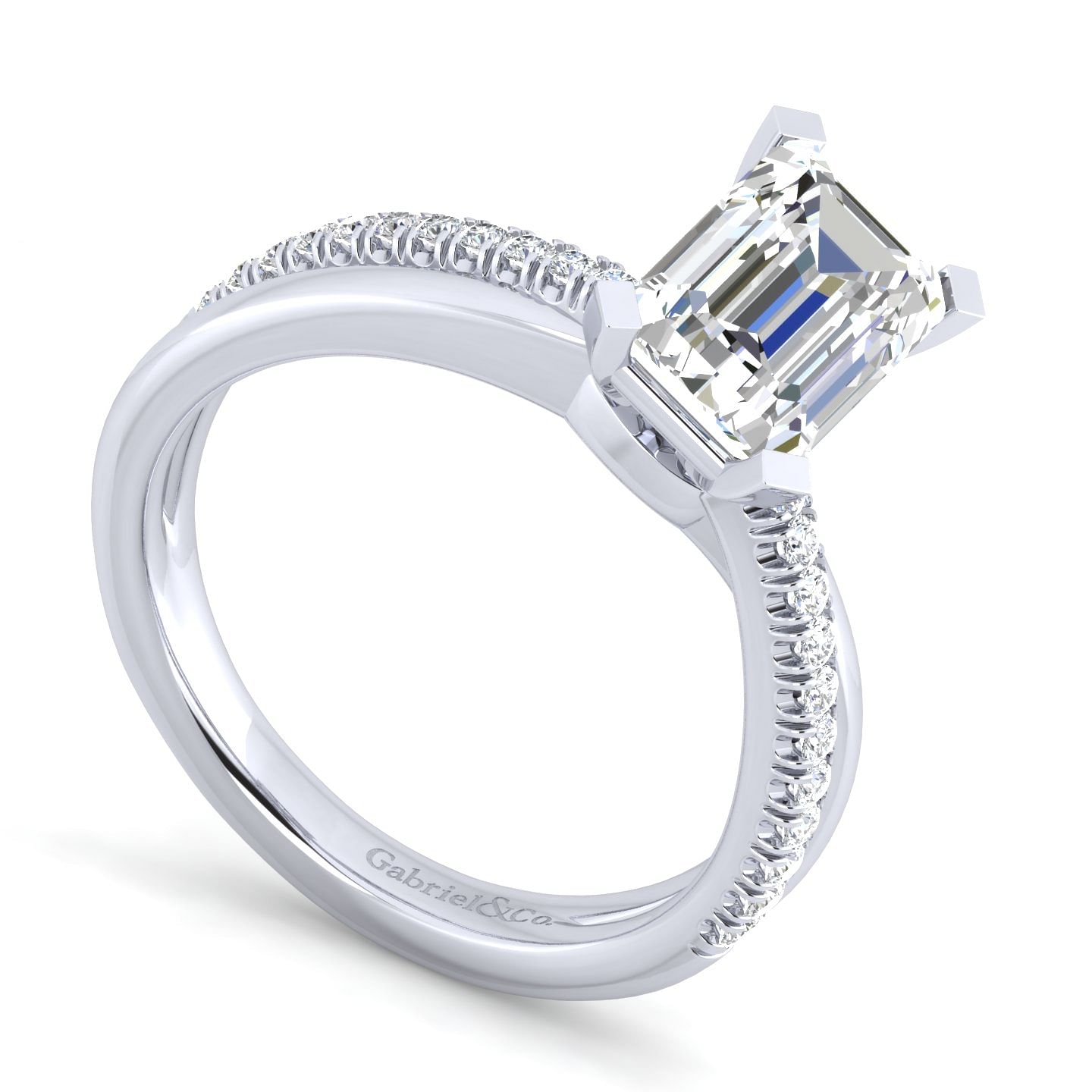 Morgan - 14K White Gold Emerald Cut Diamond Engagement Ring - 0.18 ct - Shot 3