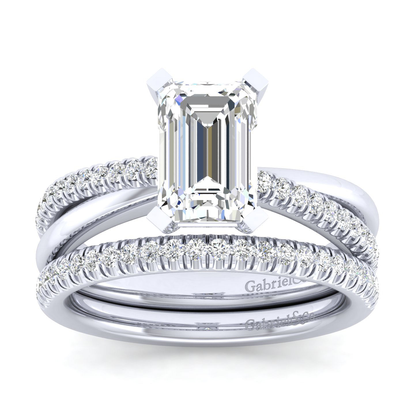 Morgan - 14K White Gold Emerald Cut Diamond Engagement Ring - 0.18 ct - Shot 4