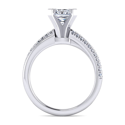 Morgan - 14K White Gold Princess Cut Diamond Engagement Ring - 0.18 ct - Shot 2