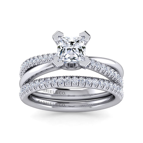 Morgan - 14K White Gold Princess Cut Diamond Engagement Ring - 0.18 ct - Shot 4