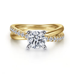 Morgan - 14K White-Yellow Gold Round Diamond Twisted Engagement Ring