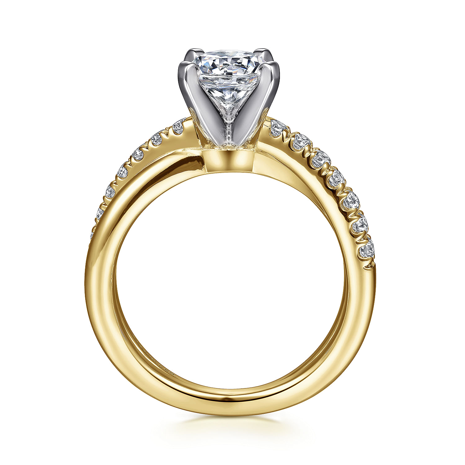 Morgan - 14K White-Yellow Gold Round Diamond Twisted Engagement Ring - 0.18 ct - Shot 2
