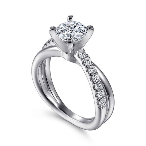 Morgan - Platinum Round Twisted Diamond Engagement Ring - 0.18 ct - Shot 3