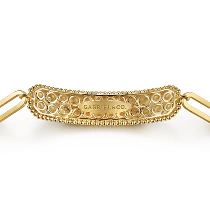 Mosaic - 14K White and Yellow Gold Bujukan Diamond Bracelet with Blue and Dust Blue and White Enamel