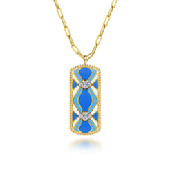 Mosaic---14K-White-and-Yellow-Gold-Bujukan-Diamond-Dog-Tag-Pendant-Necklace-with-Blue-and-Dust-Blue-and-White-Enamel1