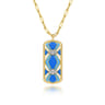 Mosaic - 14K White and Yellow Gold Bujukan Diamond Dog Tag Pendant Necklace with Blue and Dust Blue and White Enamel - 0.11 ct