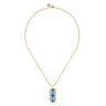 Mosaic - 14K White and Yellow Gold Bujukan Diamond Dog Tag Pendant Necklace with Blue and Dust Blue and White Enamel - 0.11 ct